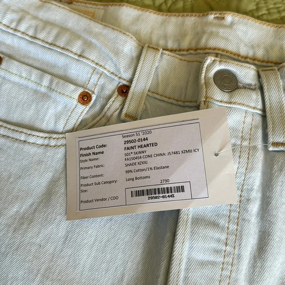 Levi’s 501 womens called faint hearted from sample sale NWT size 27 x 30 raw hem - Picture 7 of 16